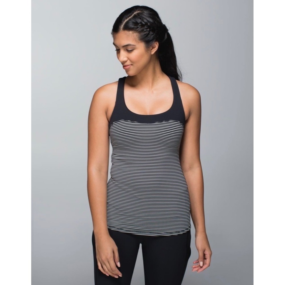 Lululemon Run: First Base Tank Striped Black/White, Approx. Size 8